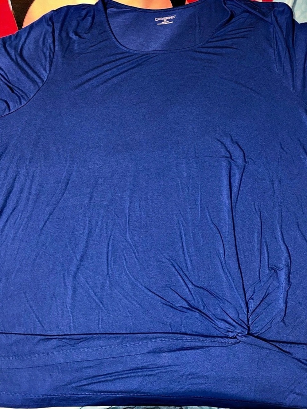 Catherines Women's Ruched Knot Top Blue Size 3X Like New